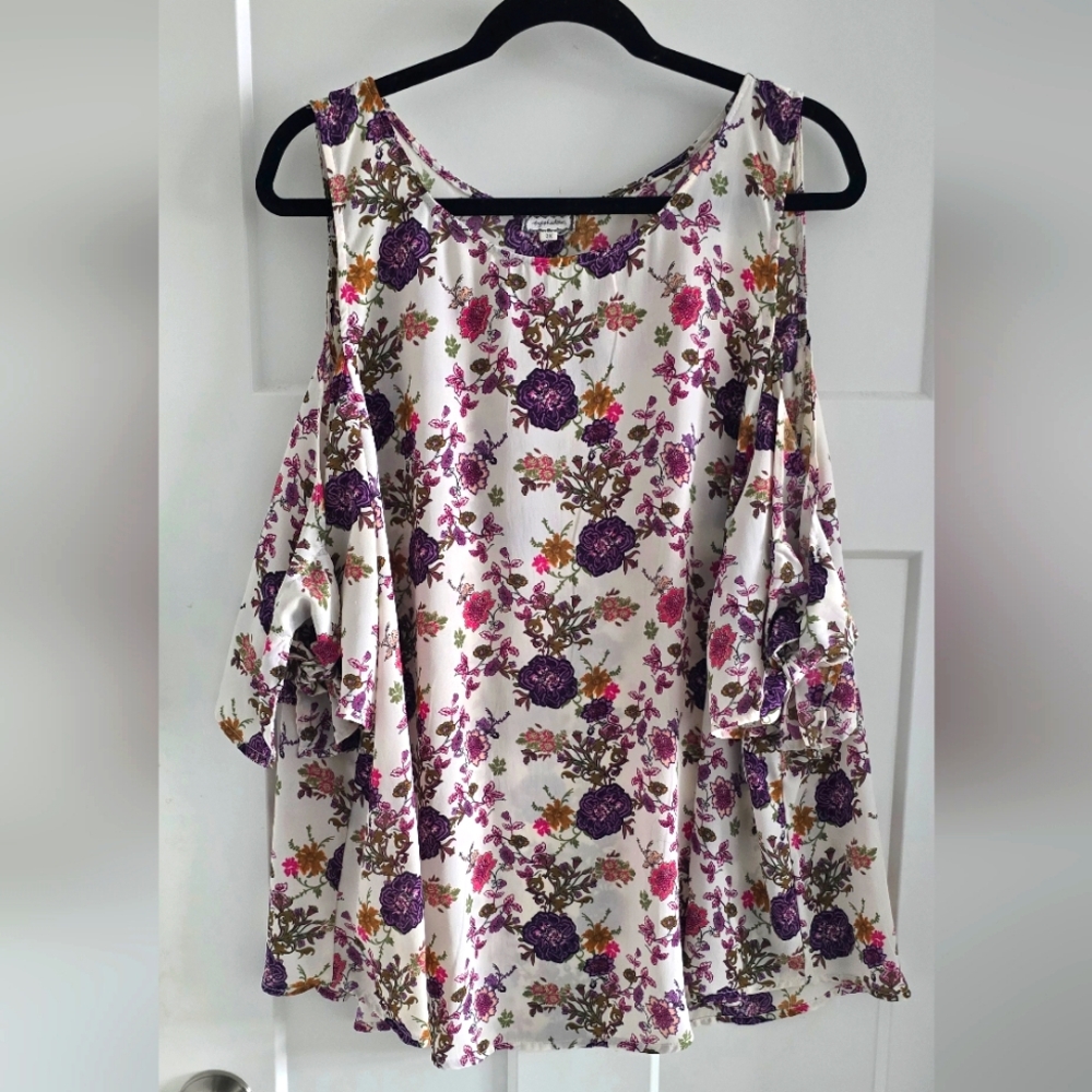 Floral Top with Tie Sleeves